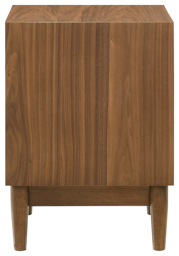 Artemio 2 Drawer Wood Nightstand With Shelf, Walnut Finish