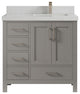 Malibu 36 Right Offset Bath Vanity in Elephant Skin Gray 2" Carrara Quartz