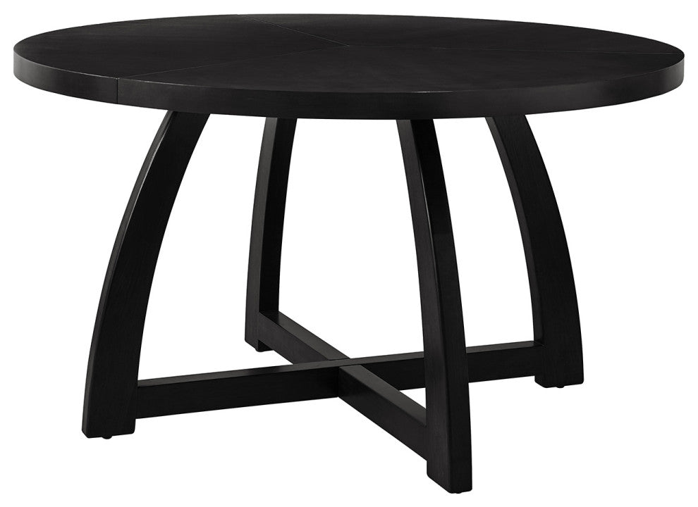 54"W Solid Wood Round Dining Table, Black