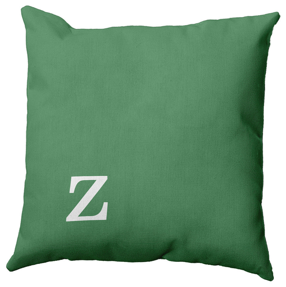 16"x16" Modern Monogram Decorative Throw Pillow, Sage