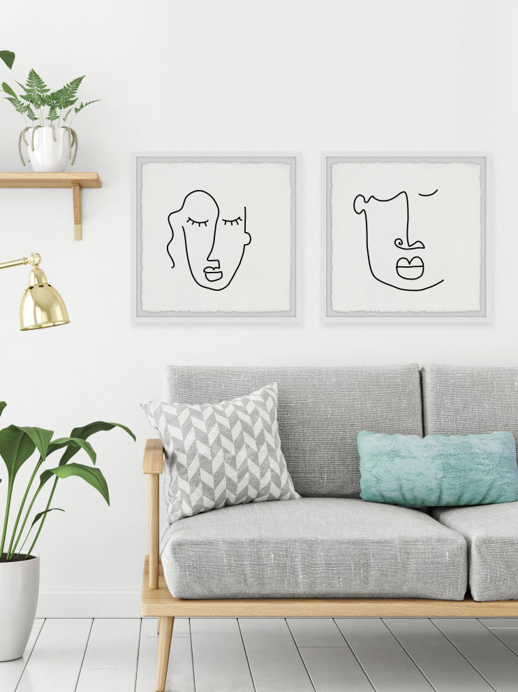 Tribal Mask Outline Diptych, 2-Piece Set, 24x24 Panels