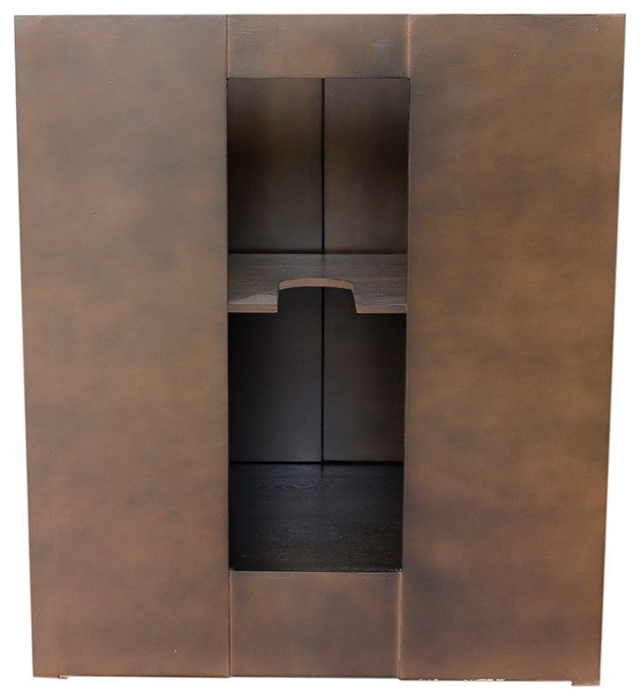 30" Single Vanity, Brown Ash, White Engineered Stone Top, Round