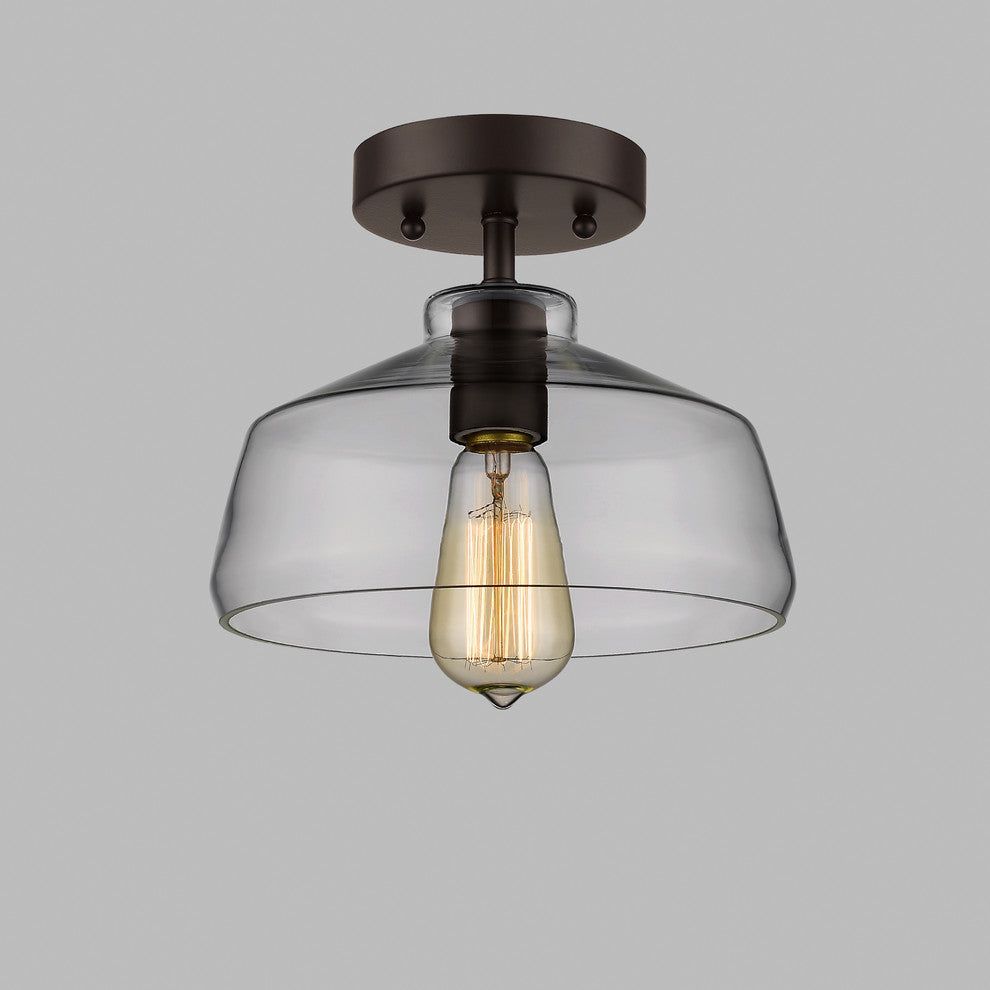 Ironclad  1-Light Rubbed Bronze Semi-Flush Ceiling Fixture