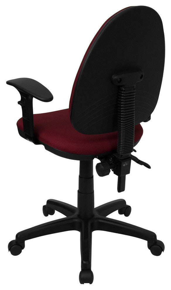 Mid-Back Burgundy Fabric Multifunction Swivel Task Chair