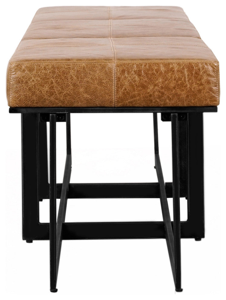 Calvin Narrow Bench in Chestnut by Kosas Home, Chestnut