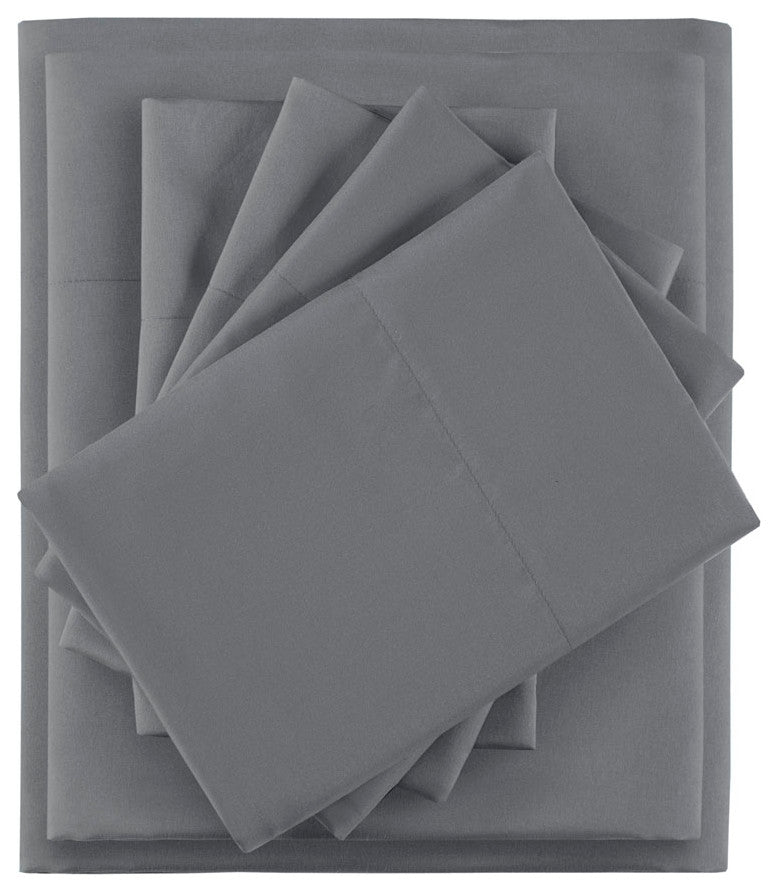 Intelligent Design Microfiber Sheet Set With Side Storage Pockets, Charcoal
