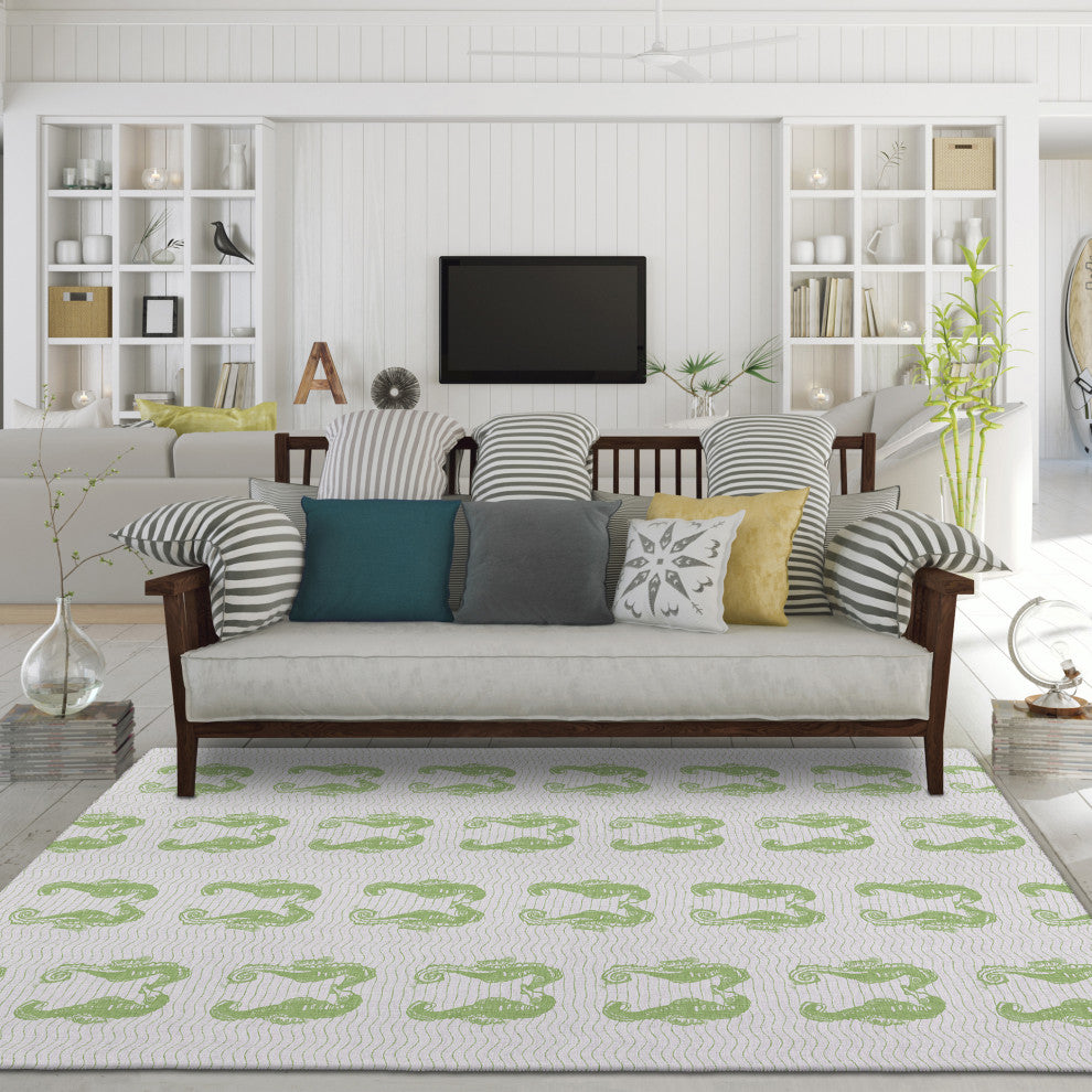 Indoor/Outdoor Seabreeze SZ15 Lime-In Machine Washable 3' x 5' Rug