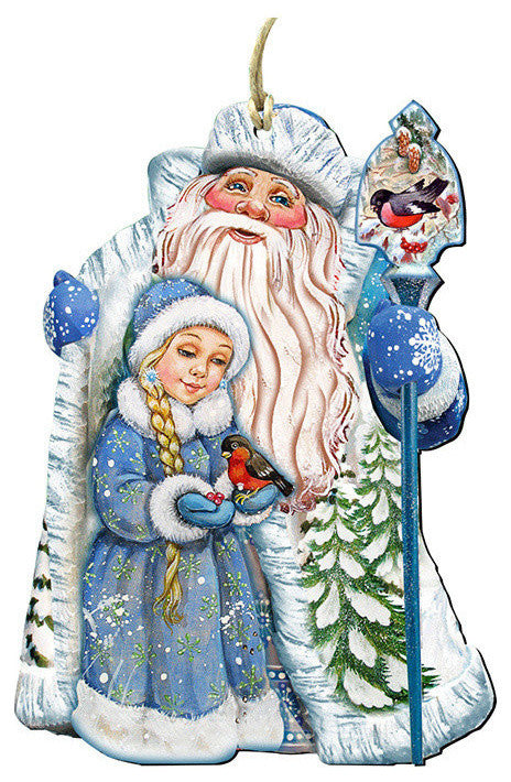 Santa And Girl Scenic, Decorative Ornament