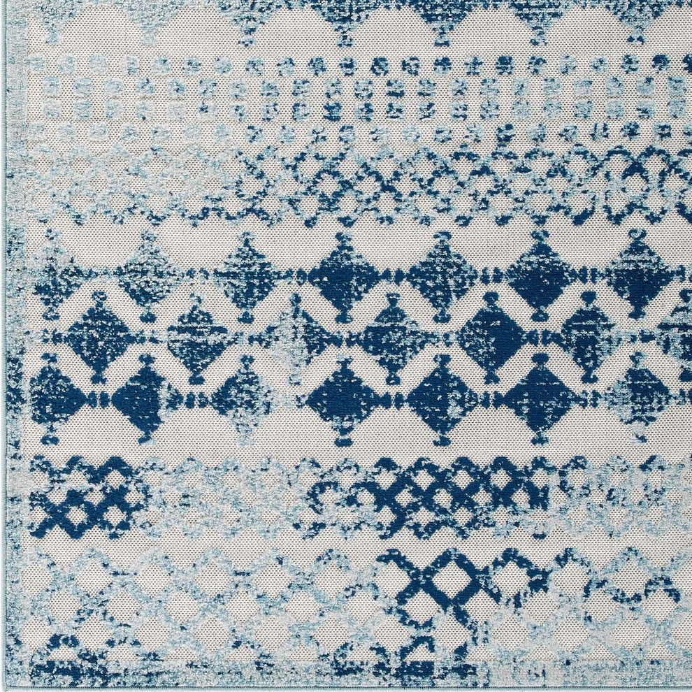 Vintage Abstract Diamond Moroccan Trellis 8x10 Indoor and Outdoor Area Rug