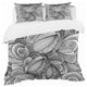 Geometric Leaves in Black and White Abstract Duvet Cover, King