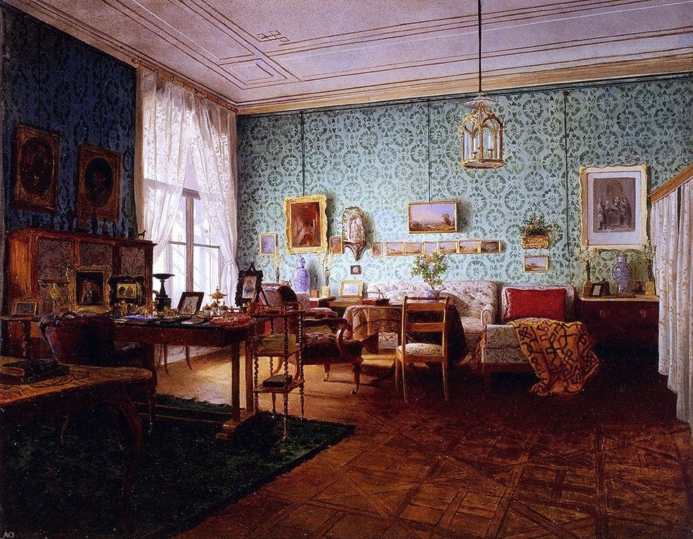 Eduard Ritter Interior of a Living Room, 21"x28" Gallery Wrapped Canvas Print