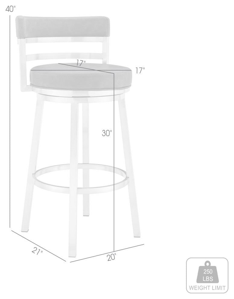 Titana 26" Counter Height Swivel Blue Faux Leather and Stainless Steel Bar Stool, 30