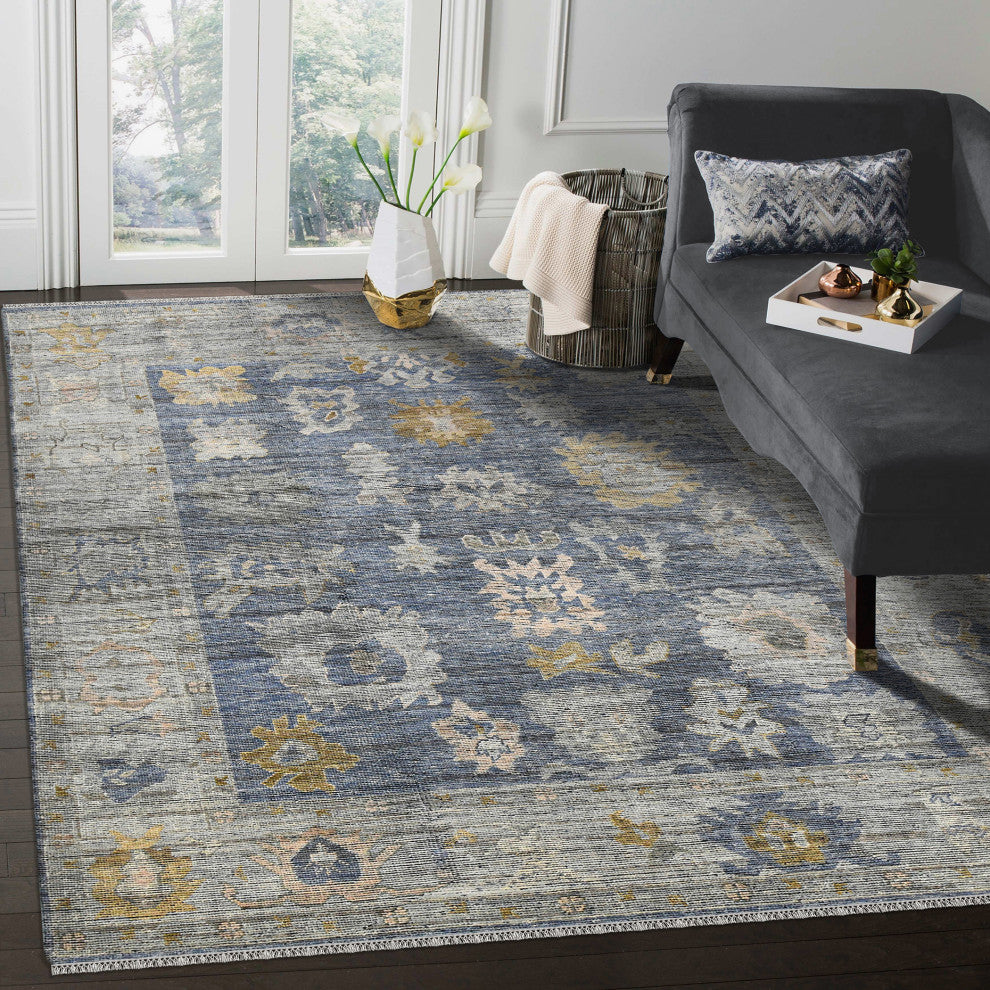 Jwell Avien Area Rug, Blue, 10' x 14', Bordered
