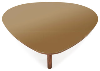 Oani Walnut and Glass Coffee Table, Triangular
