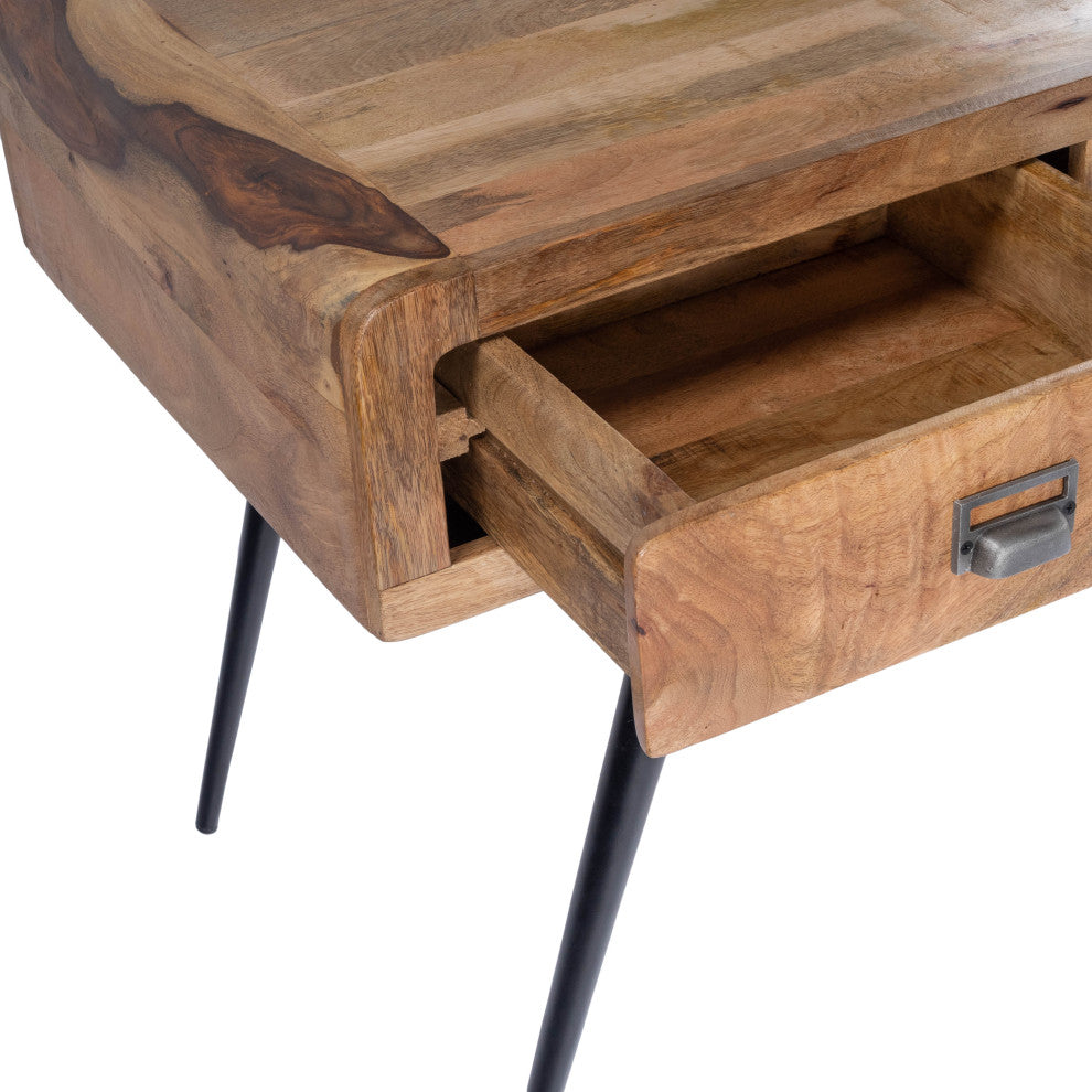 Anuri Natural Wood and Metal Desk