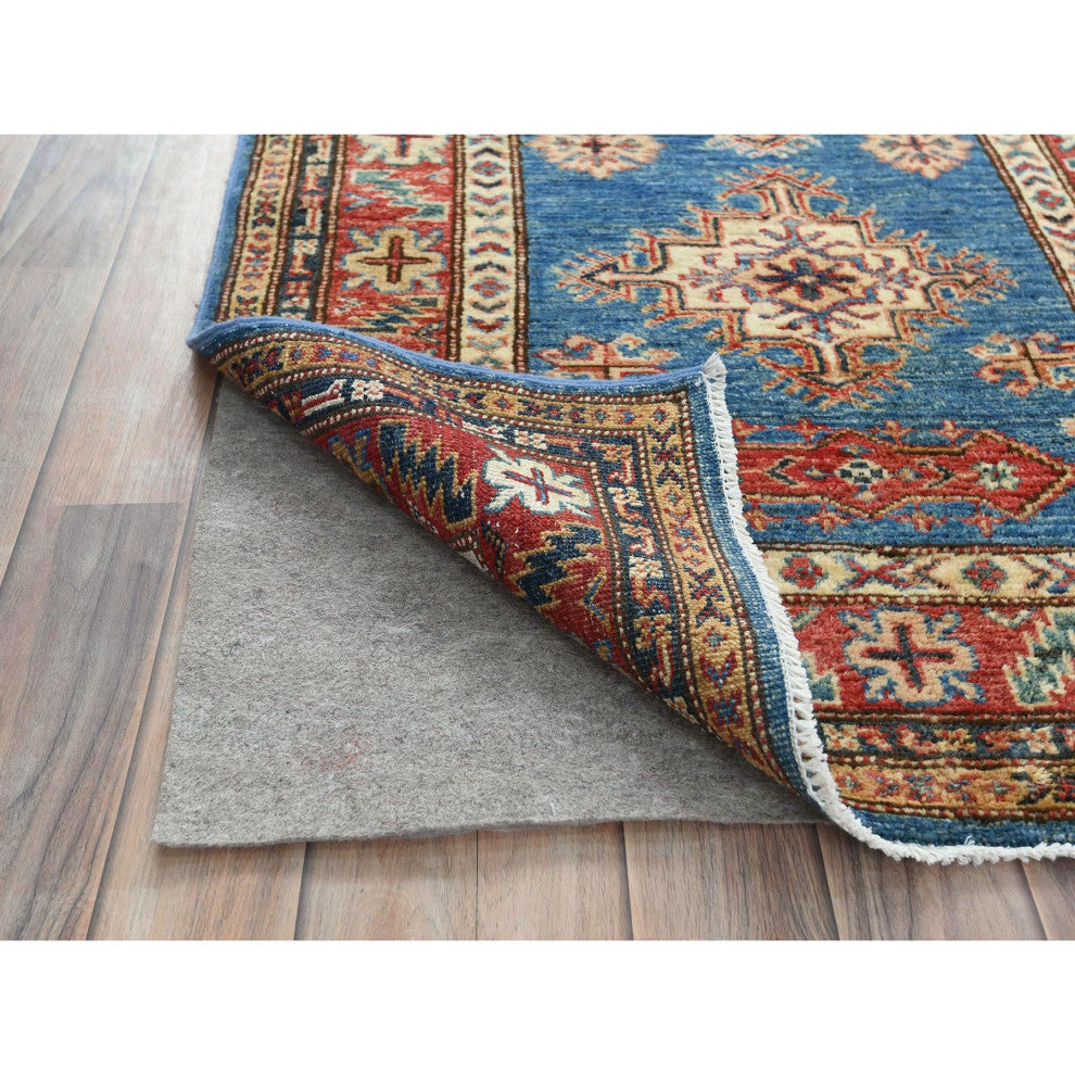 Denim Blue Afghan Super Kazak Natural Wool Hand Knotted XL Runner Rug 2'9"x40'6"