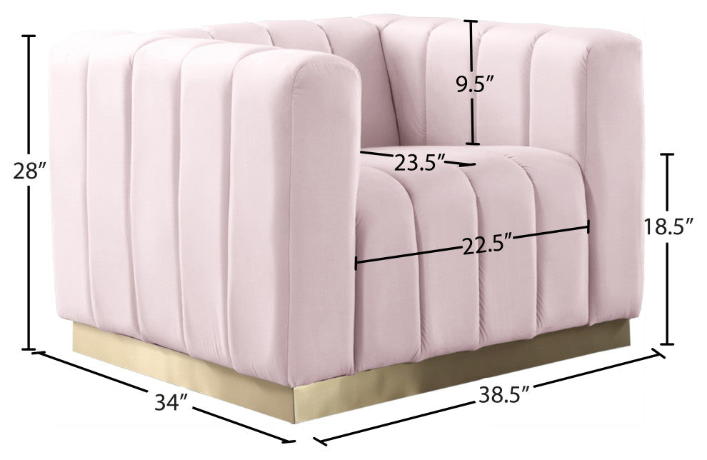 Marlon Velvet Upholstered Chair, Pink