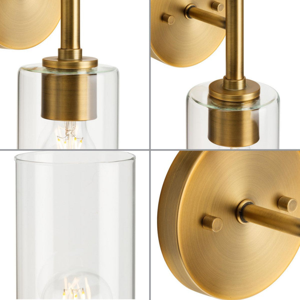 Cofield Collection Two-Light Vintage Brass Transitional Wall Sconce Vanity Light