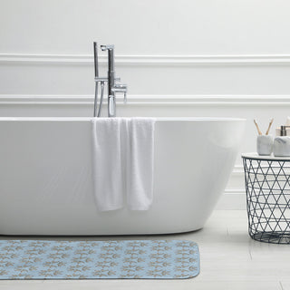 34" x 21" Chickens-go-round Bathmat, After Rain Blue