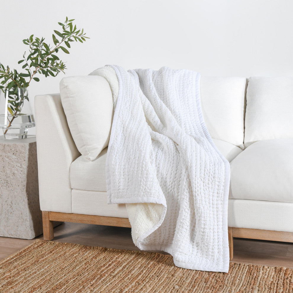 Colmar Belgian Linen Blend Throw, White