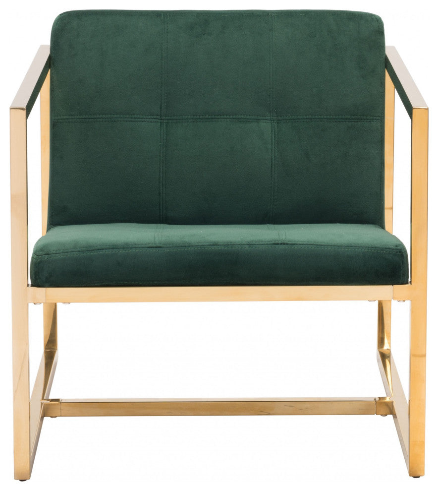 Gold Cubed Deep Green Microfiber Armchair