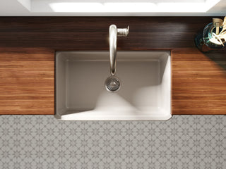 LaToscana Reversible, Fluted/Smooth Fireclay Sink, Silver Flax, 30"