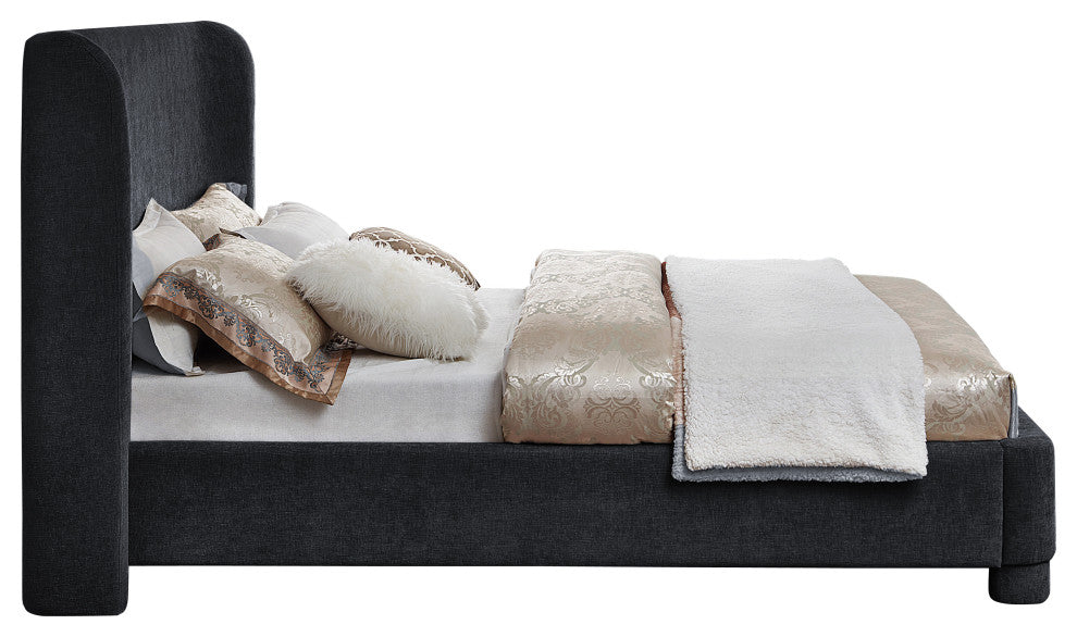 Penny Bed, Black, King, Chenille Fabric