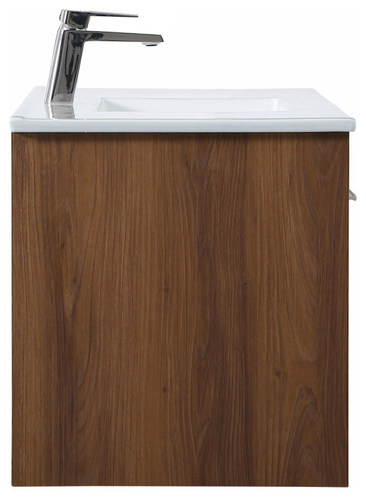 Tara Single Bathroom Floating Vanity, Walnut Brown, 40"