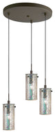 Tube 3-Light Cluster Pendant, Bronze, Mosaic Iridescent