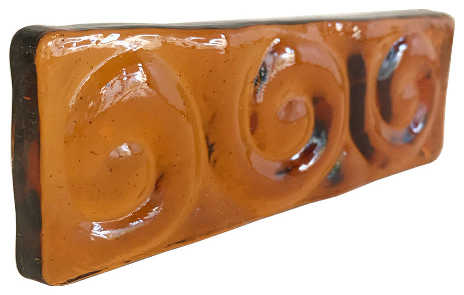 2x6 Snail Bar Hand Poured Glass Tile, Amber