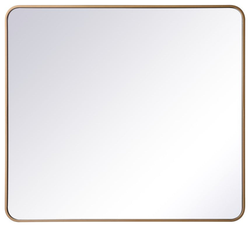Ellis Soft Corner Metal Rectangular Mirror, Brass, 36"x40"