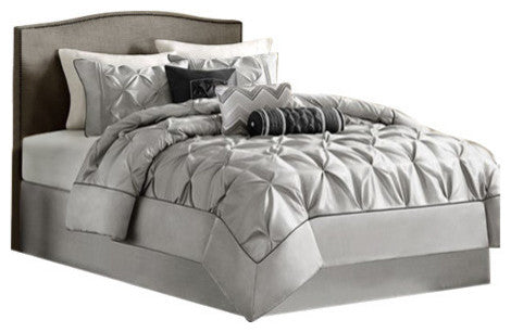 Madison Park Polyoni-Pieced 7-Piece Comforter Set With Pleats, California King