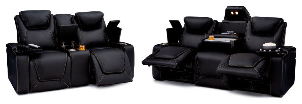 Seatcraft Vienna Home Theater Seating, Black, Sofa Loveseat