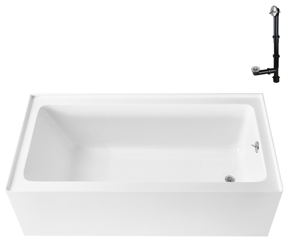 GA-306-14-CH 66"x32" Acrylic Alcove Bathtub, Polished Chrome Drain