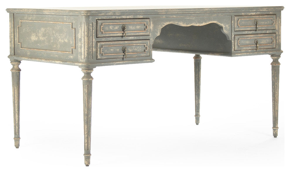 Canning Desk, Distressed Gray/Cream