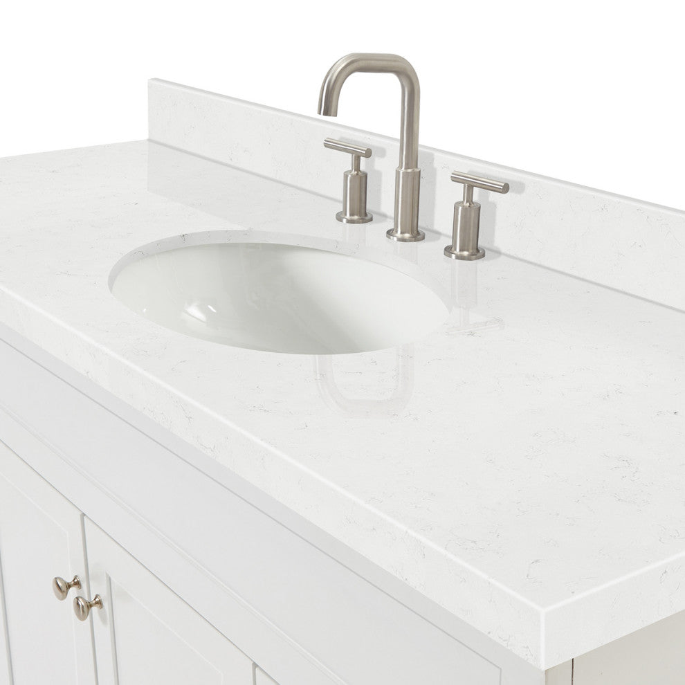 Ariel Hamlet 60" Single Oval Sink Bathroom Vanity, Carrara Quartz