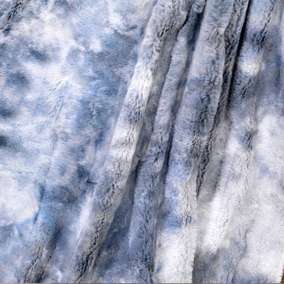 Tie Dye Double Sided Faux Fur Throws, Blue, 50" X 60"