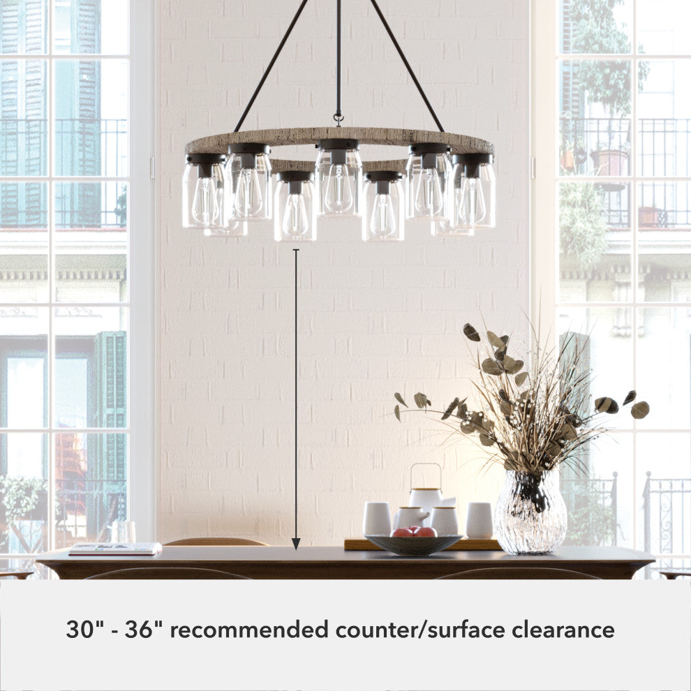Devon Park Onyx Bengal and Barnwood 9 Light Chandelier Ceiling Light Fixture