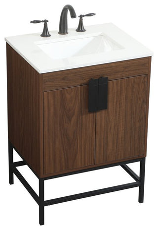Home Living 19" Modern Walnut-Light Bathroom Vanity