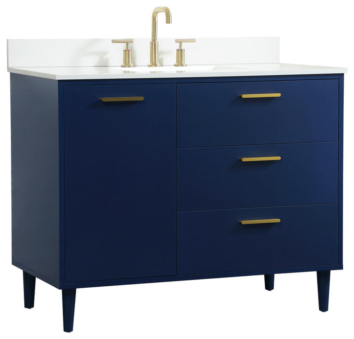 Home Living 42" Bathroom Vanity, Blue With Backsplash