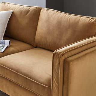 Kaiya Performance Velvet Sofa-Cognac