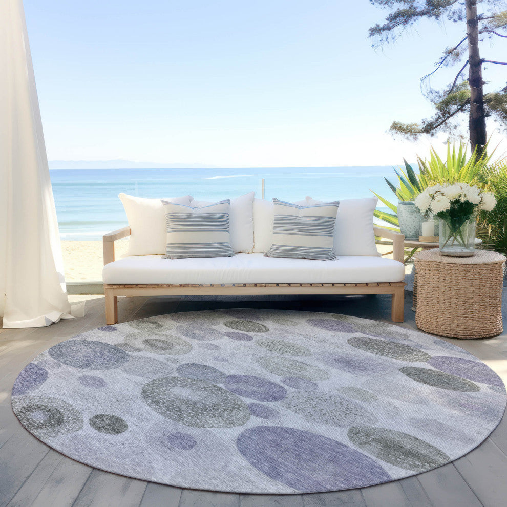 Machine Washable Indoor/Outdoor Chantille ACN1896 Violet 8' x 8' Round Rug