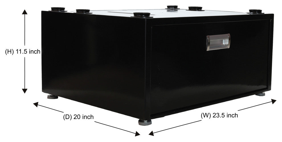 Equator Laundry Pedestal with Drawer in White/Black, Black