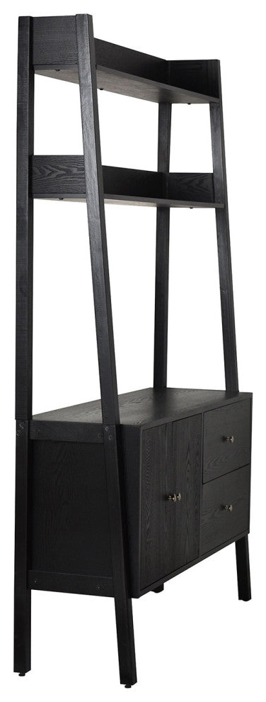 Scandia Leaning Console Upper Shelves Black Ash Veneer Finish