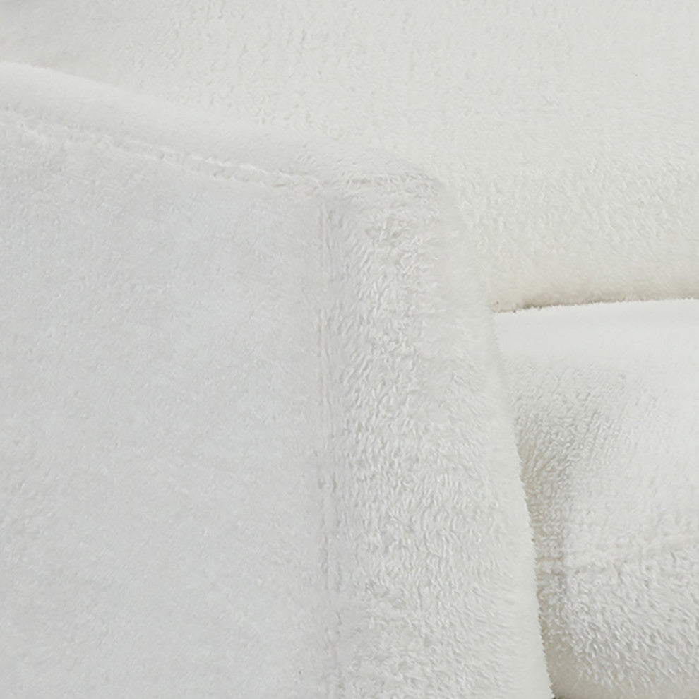 Contemporary Accent Chair, Cream Polyester Seat With Removable Cushions