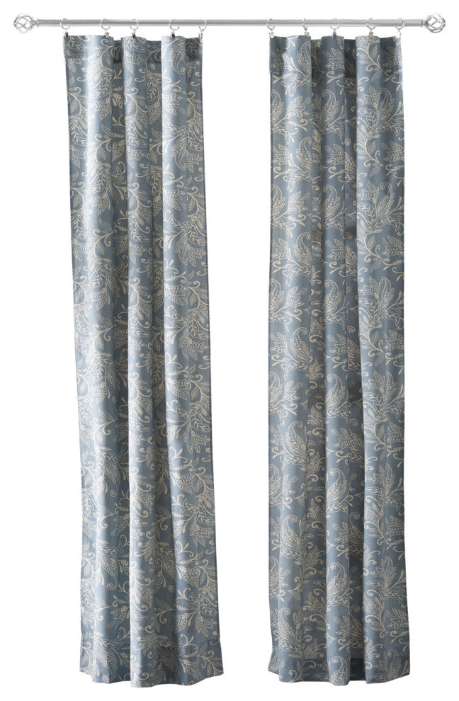 Lexington Leaf Tailored Panel Pair, Blue, 56" X 84"