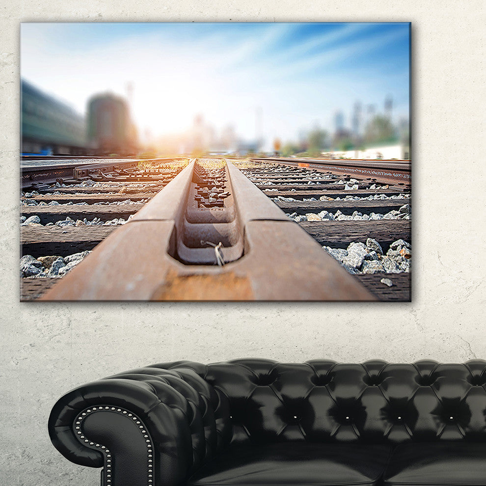 "Cargo Train Platform With Container" Landscape Photo Wall Art, 32"x16"