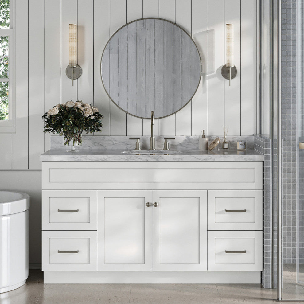 Ariel Hamlet 61" Oval Sink Bath Vanity, 1.5" Carrara Marble