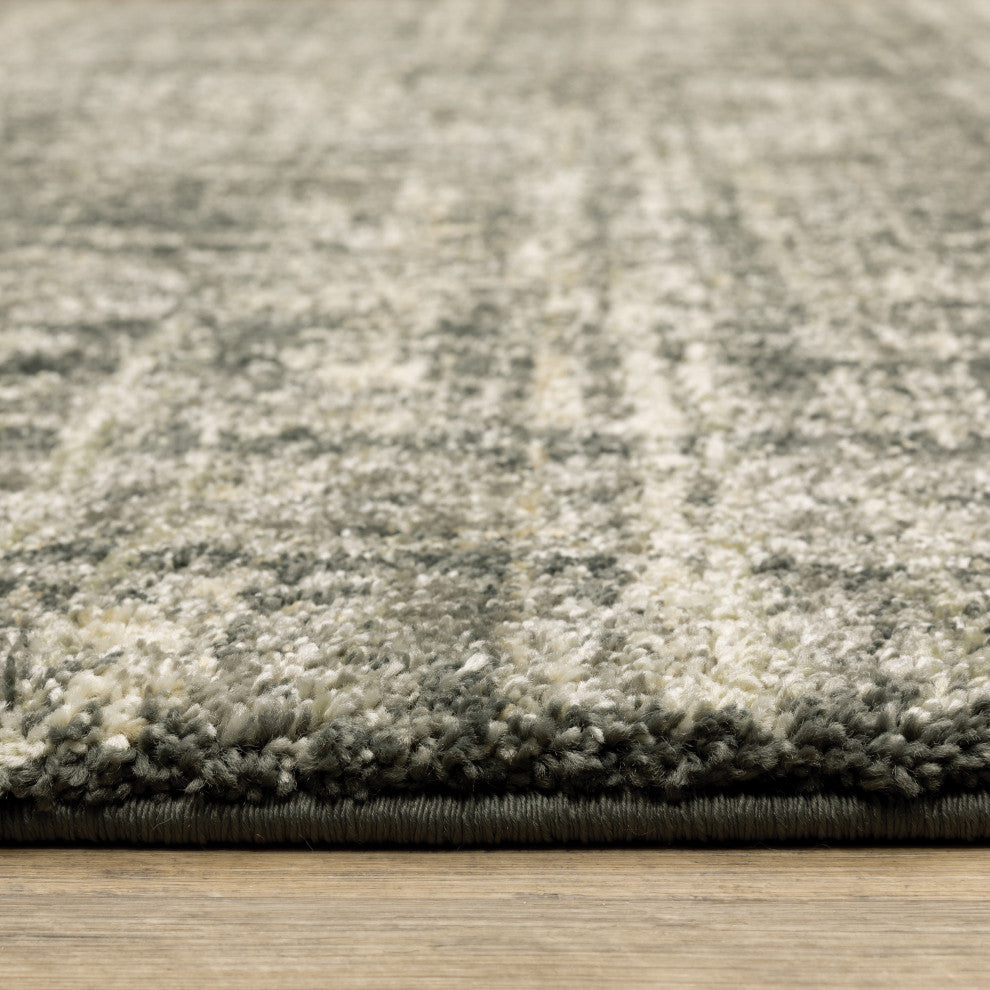 Anson Distressed Abstract Charcoal/Beige Indoor Area Rug, Charcoal, 6'7"x9'6"
