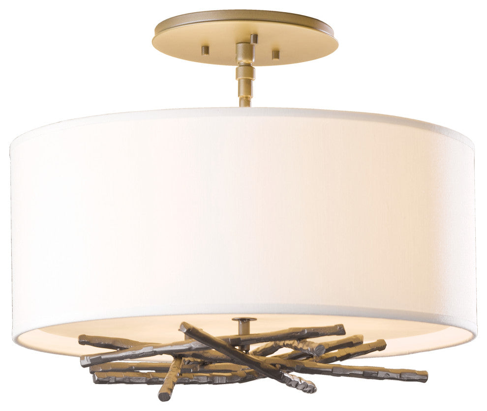 Brindille Semi-Flush, Bronze Finish, Natural Anna Shade